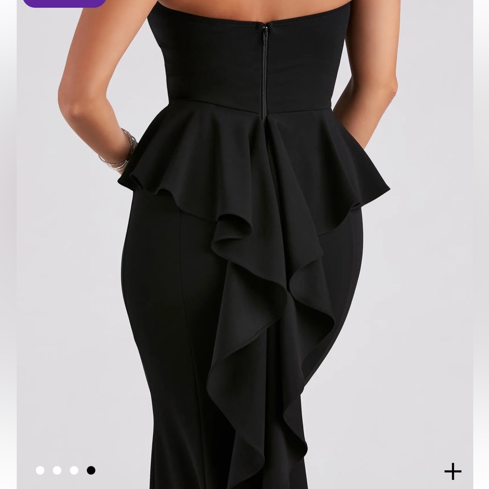 Windsor Elegant Black Strapless Ruffled Mermaid Dress size XS - Picture 4 of 10